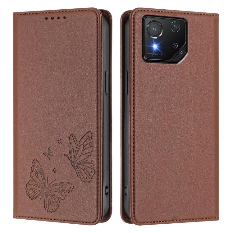 For ASUS ROG Phone 8 / 8 Pro Strong Magnetic Dual Butterfly RFID Vegan Leather Phone Case