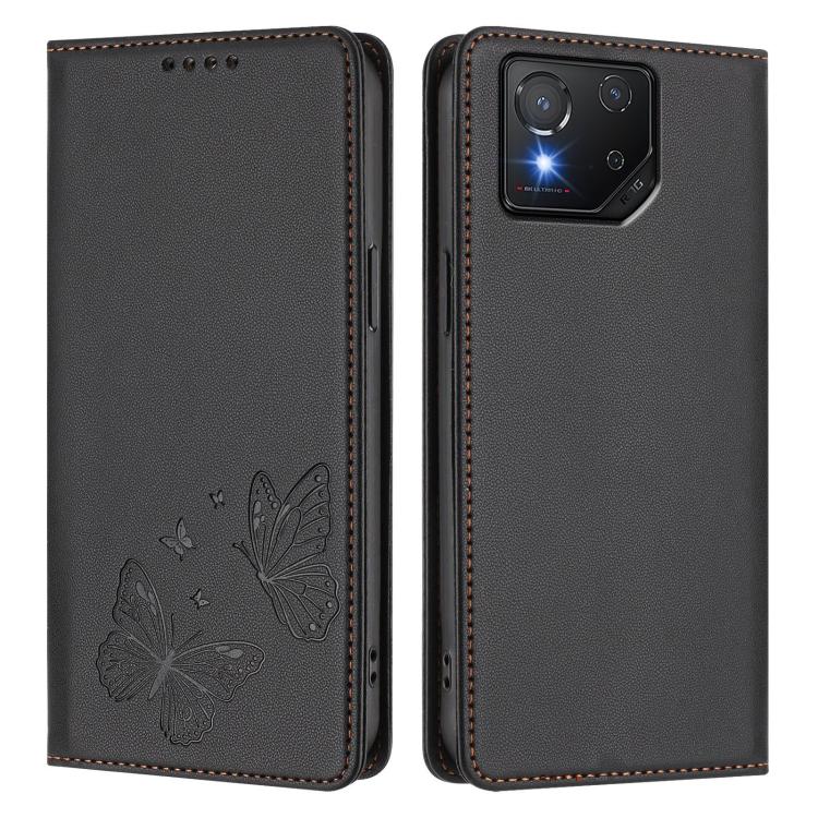 For ASUS ROG Phone 8 / 8 Pro Strong Magnetic Dual Butterfly RFID Vegan Leather Phone Case