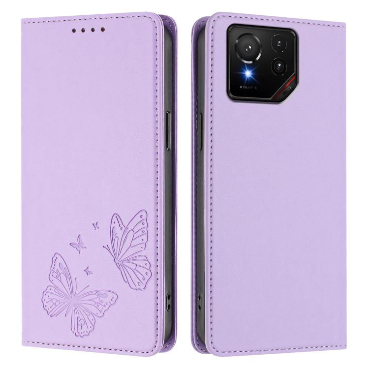 For ASUS ROG Phone 9 / 9 Pro Strong Magnetic Dual Butterfly RFID Vegan Leather Phone Case