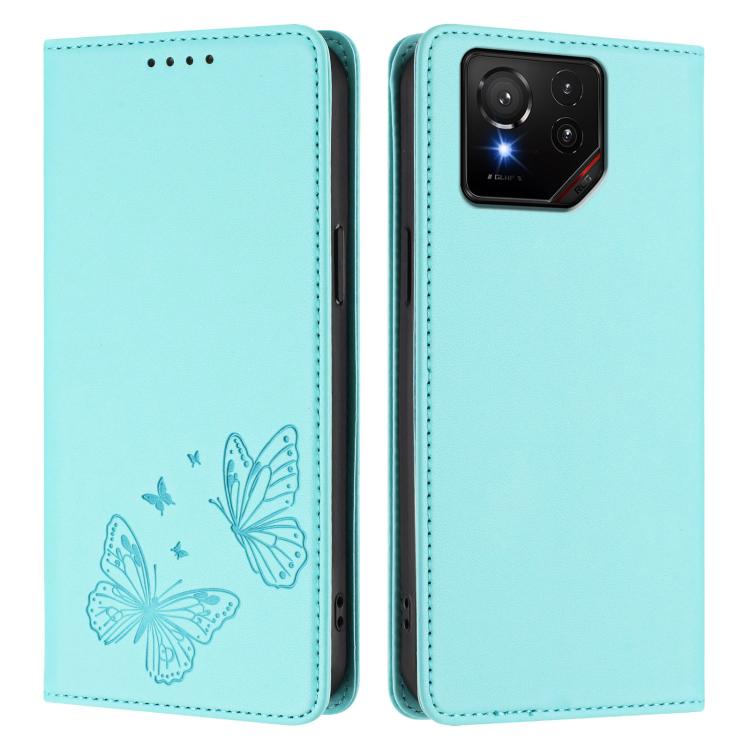 For ASUS ROG Phone 9 / 9 Pro Strong Magnetic Dual Butterfly RFID Vegan Leather Phone Case
