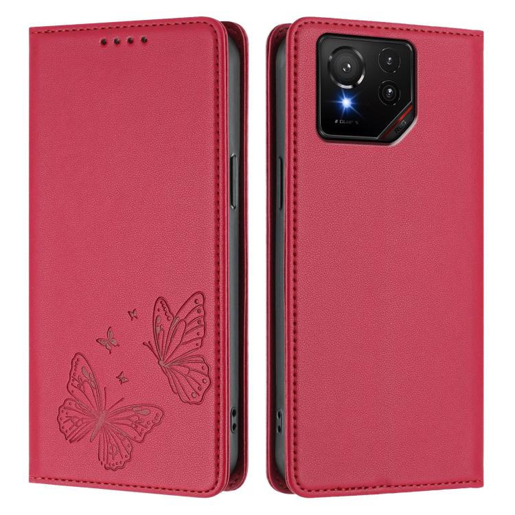 For ASUS ROG Phone 9 / 9 Pro Strong Magnetic Dual Butterfly RFID Vegan Leather Phone Case