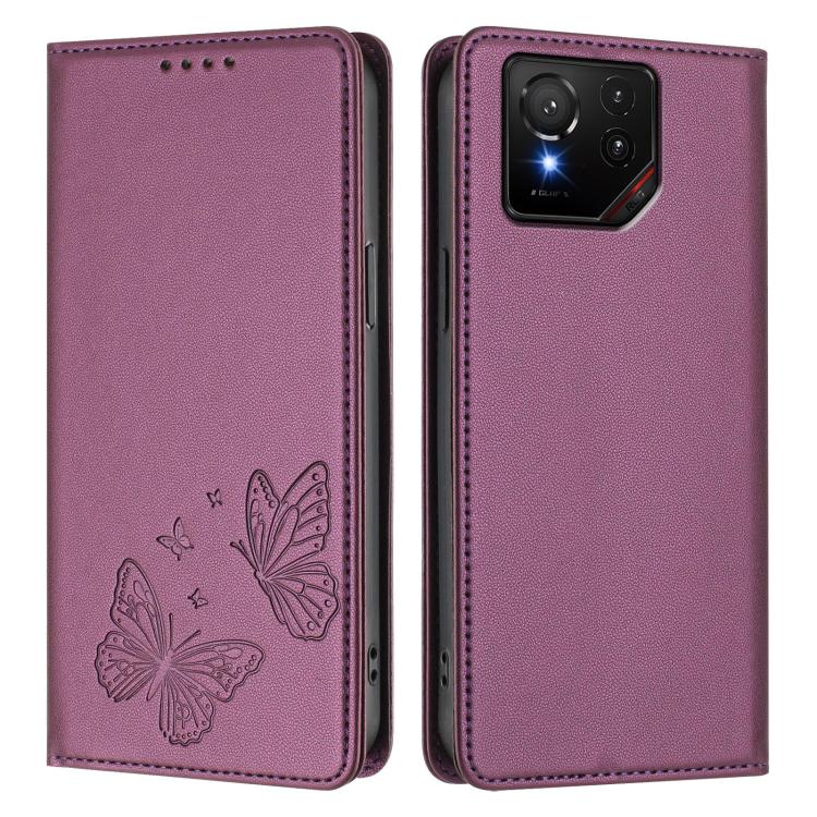 For ASUS ROG Phone 9 / 9 Pro Strong Magnetic Dual Butterfly RFID Vegan Leather Phone Case