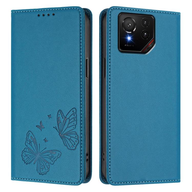 For ASUS ROG Phone 9 / 9 Pro Strong Magnetic Dual Butterfly RFID Vegan Leather Phone Case