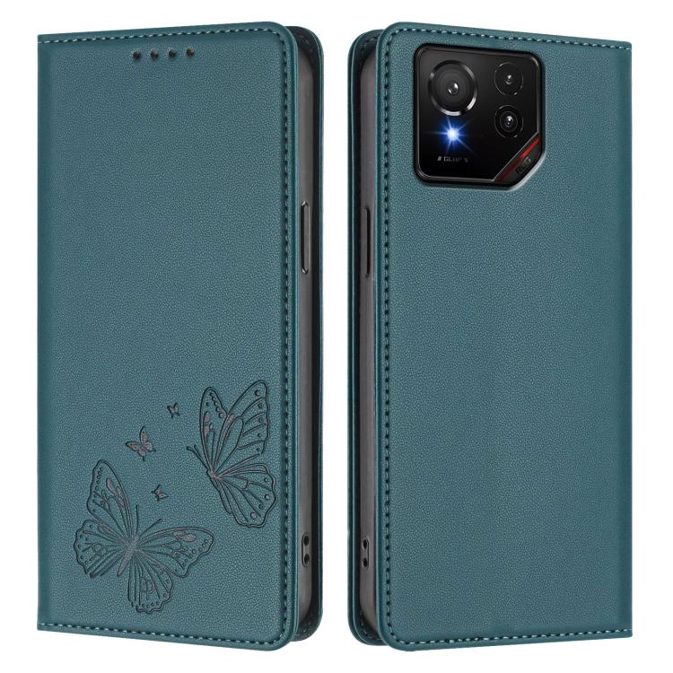 For ASUS ROG Phone 9 / 9 Pro Strong Magnetic Dual Butterfly RFID Vegan Leather Phone Case