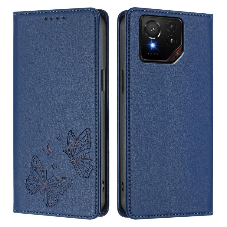 For ASUS ROG Phone 9 / 9 Pro Strong Magnetic Dual Butterfly RFID Vegan Leather Phone Case