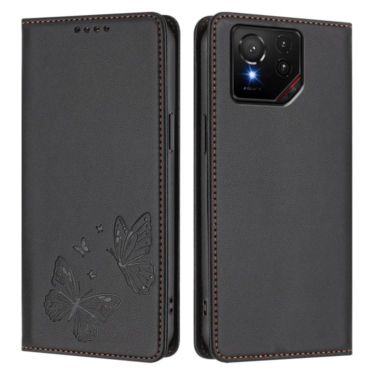 For ASUS ROG Phone 9 / 9 Pro Strong Magnetic Dual Butterfly RFID Vegan Leather Phone Case