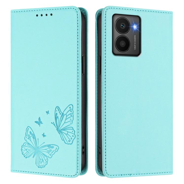 For HMD Fusion Strong Magnetic Dual Butterfly RFID Vegan Leather Phone Case