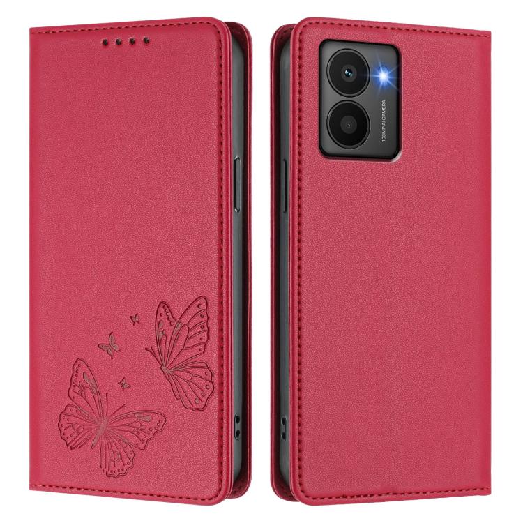 For HMD Fusion Strong Magnetic Dual Butterfly RFID Vegan Leather Phone Case