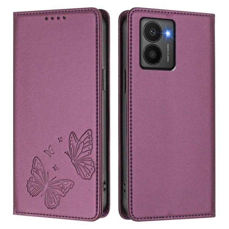 For HMD Fusion Strong Magnetic Dual Butterfly RFID Vegan Leather Phone Case