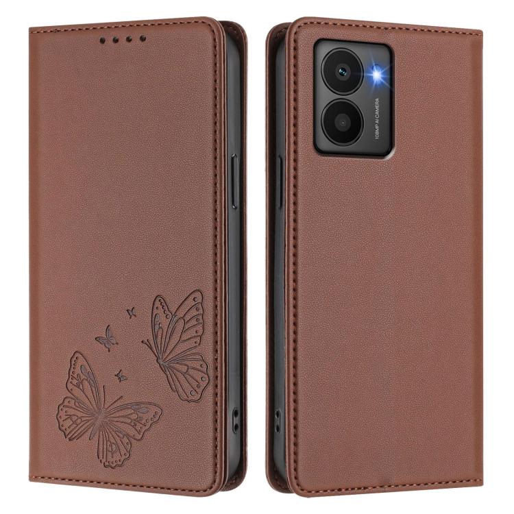 For HMD Fusion Strong Magnetic Dual Butterfly RFID Vegan Leather Phone Case