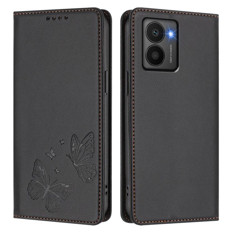 For HMD Fusion Strong Magnetic Dual Butterfly RFID Vegan Leather Phone Case