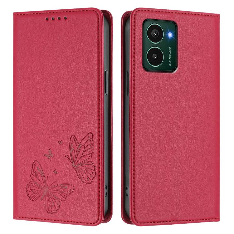 For HMD Pulse Pro / Pulse / Pulse+ Strong Magnetic Dual Butterfly RFID Vegan Leather Phone Case