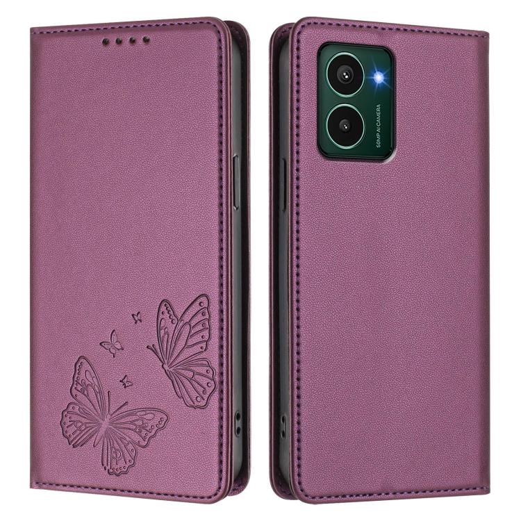 For HMD Pulse Pro / Pulse / Pulse+ Strong Magnetic Dual Butterfly RFID Vegan Leather Phone Case