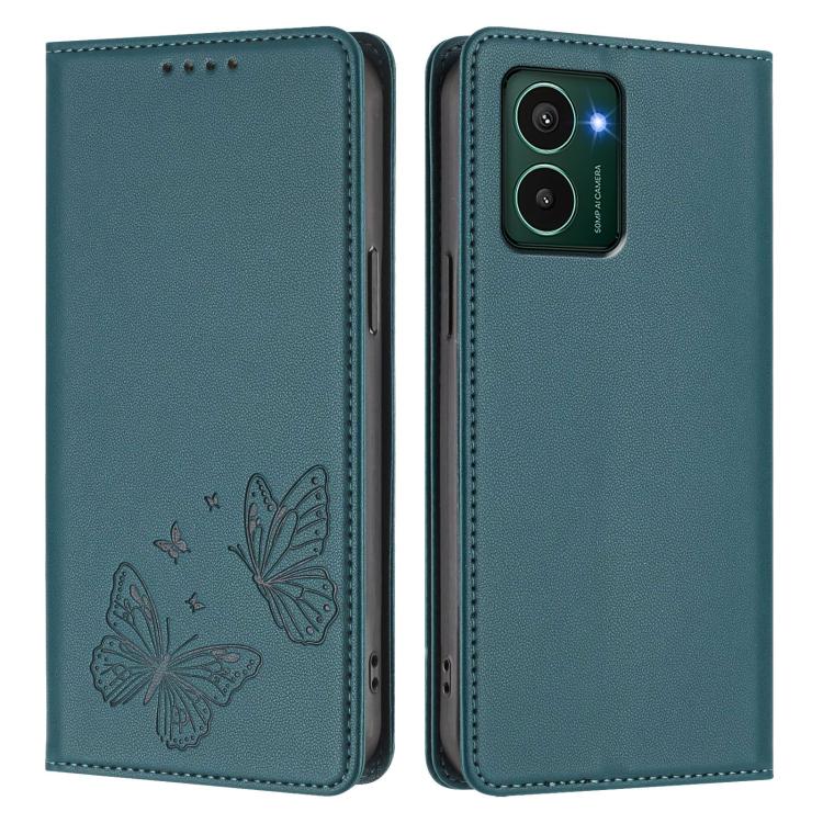 For HMD Pulse Pro / Pulse / Pulse+ Strong Magnetic Dual Butterfly RFID Vegan Leather Phone Case