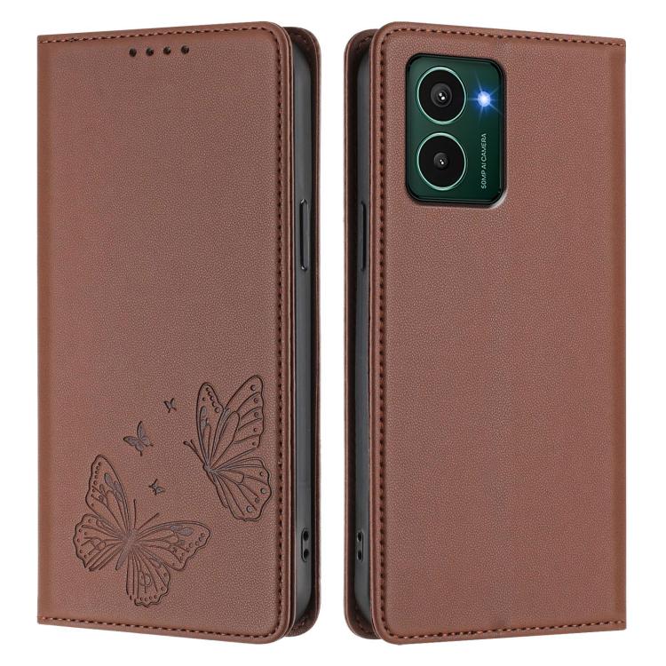 For HMD Pulse Pro / Pulse / Pulse+ Strong Magnetic Dual Butterfly RFID Vegan Leather Phone Case