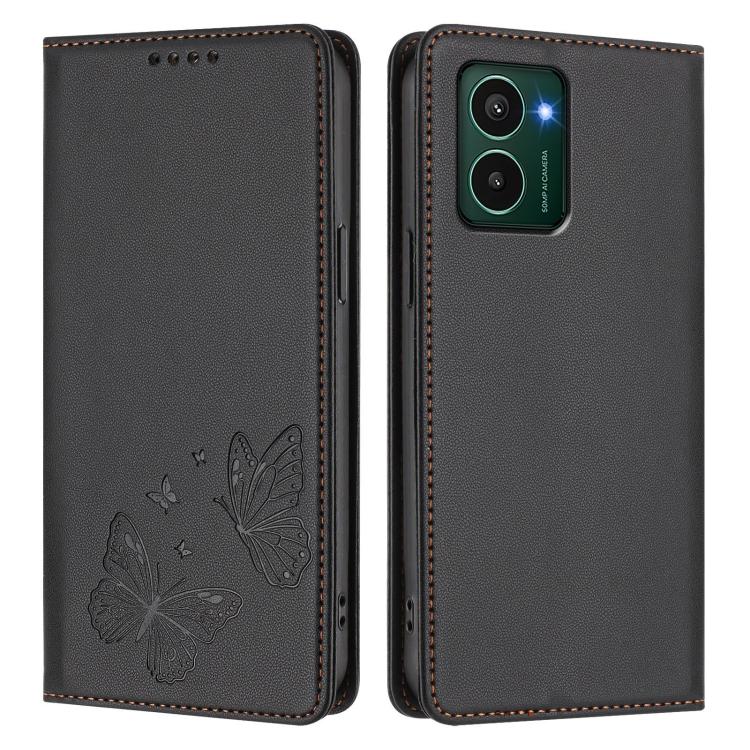 For HMD Pulse Pro / Pulse / Pulse+ Strong Magnetic Dual Butterfly RFID Vegan Leather Phone Case