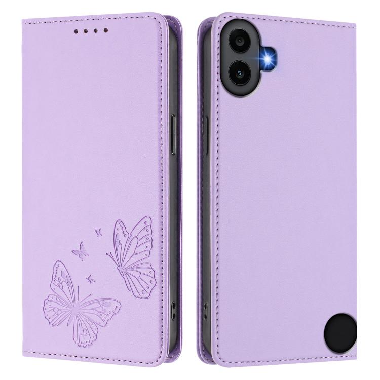 For Nothing CMF Phone 1 Strong Magnetic Dual Butterfly RFID Vegan Leather Phone Case
