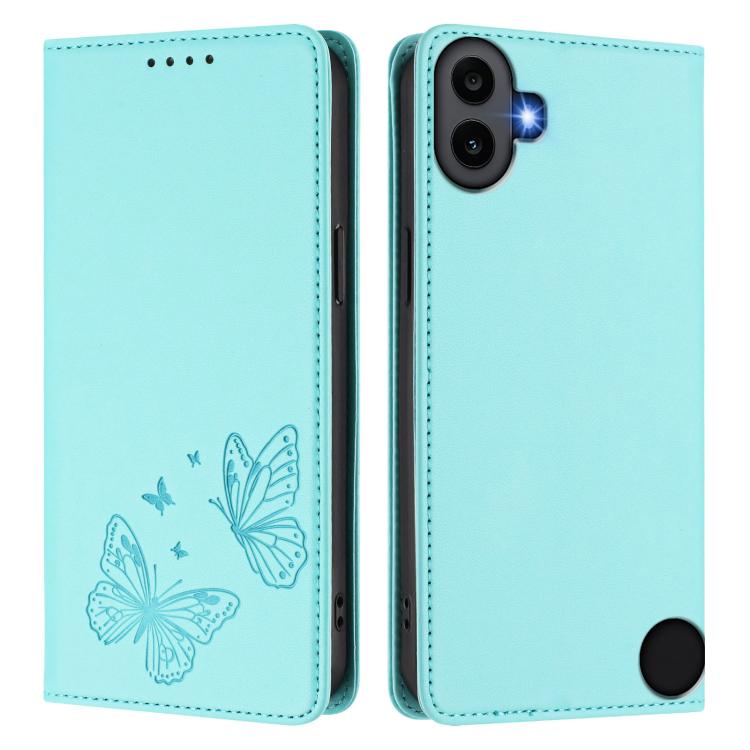 For Nothing CMF Phone 1 Strong Magnetic Dual Butterfly RFID Vegan Leather Phone Case