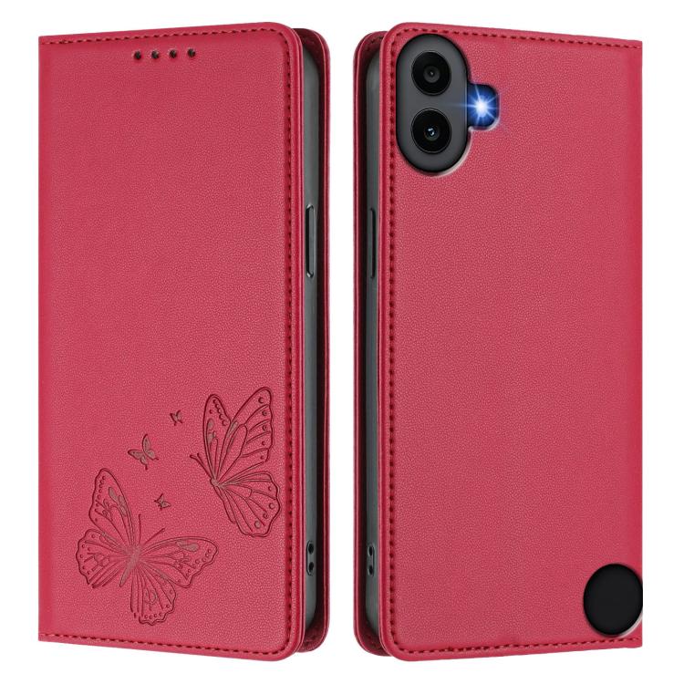 For Nothing CMF Phone 1 Strong Magnetic Dual Butterfly RFID Vegan Leather Phone Case