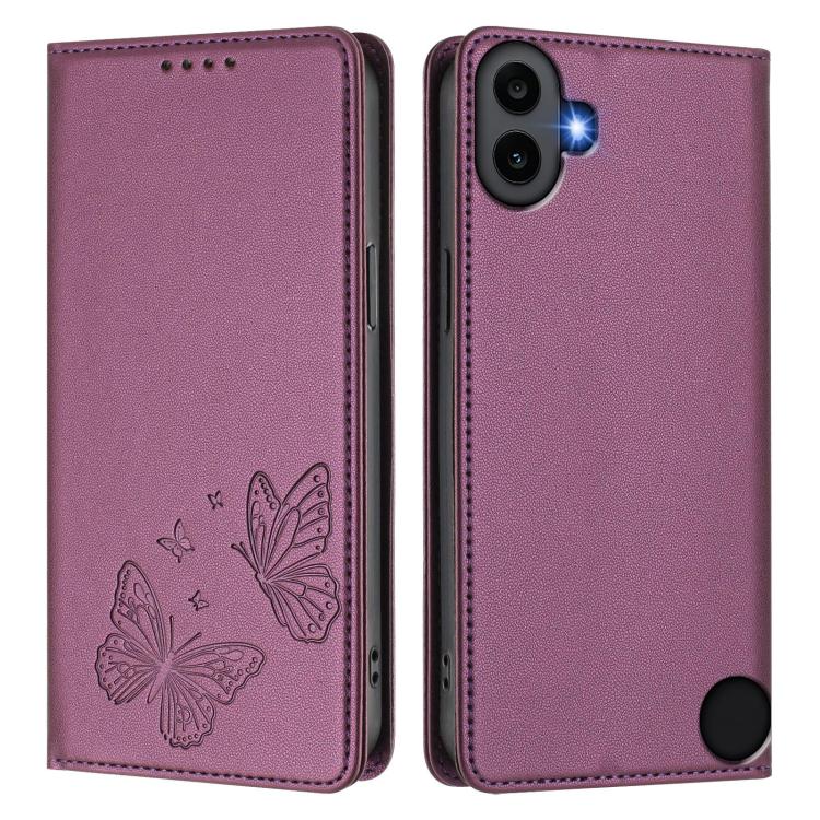 For Nothing CMF Phone 1 Strong Magnetic Dual Butterfly RFID Vegan Leather Phone Case