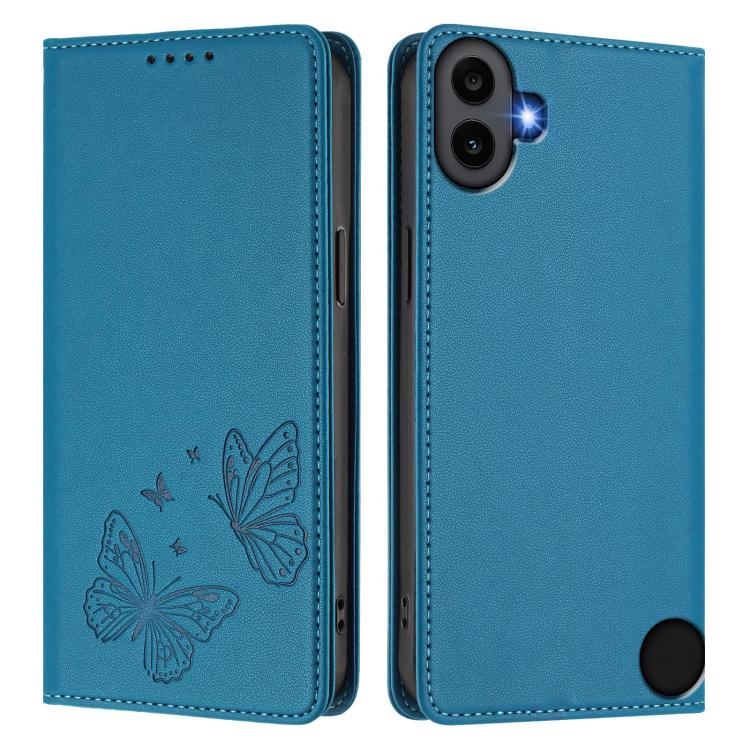For Nothing CMF Phone 1 Strong Magnetic Dual Butterfly RFID Vegan Leather Phone Case