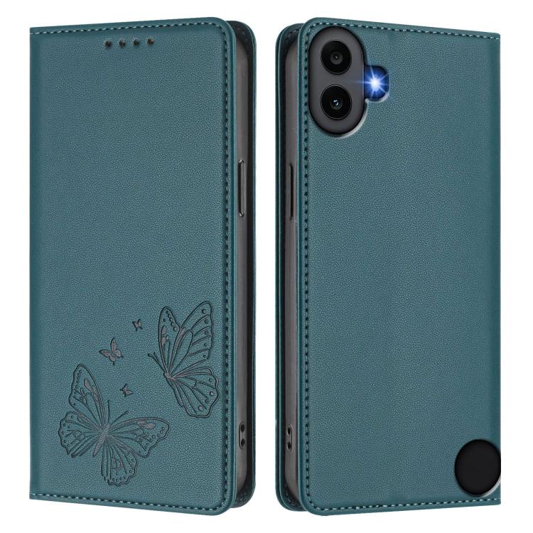 For Nothing CMF Phone 1 Strong Magnetic Dual Butterfly RFID Vegan Leather Phone Case