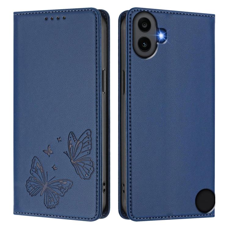 For Nothing CMF Phone 1 Strong Magnetic Dual Butterfly RFID Vegan Leather Phone Case