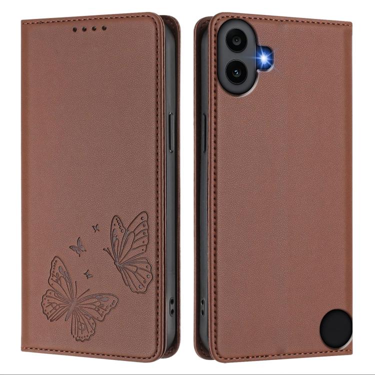 For Nothing CMF Phone 1 Strong Magnetic Dual Butterfly RFID Vegan Leather Phone Case