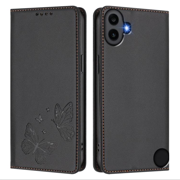For Nothing CMF Phone 1 Strong Magnetic Dual Butterfly RFID Vegan Leather Phone Case