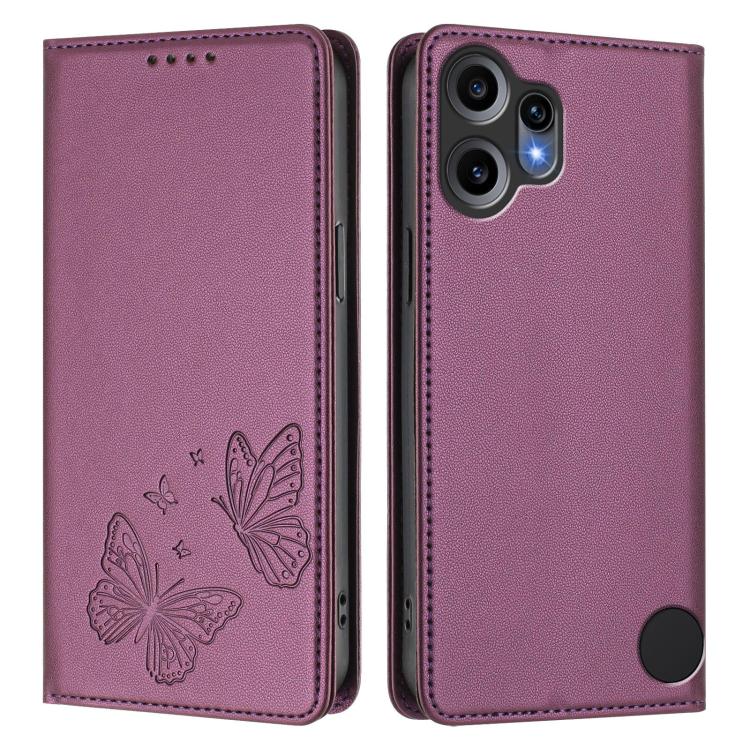 For Nothing CMF Phone 2 Pro Strong Magnetic Dual Butterfly RFID Vegan Leather Phone Case