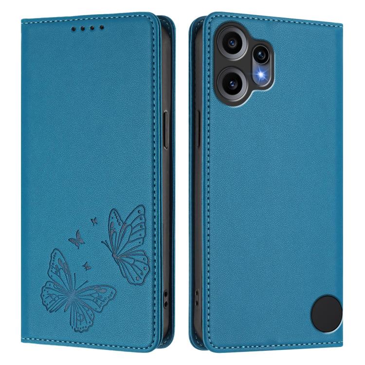 For Nothing CMF Phone 2 Pro Strong Magnetic Dual Butterfly RFID Vegan Leather Phone Case