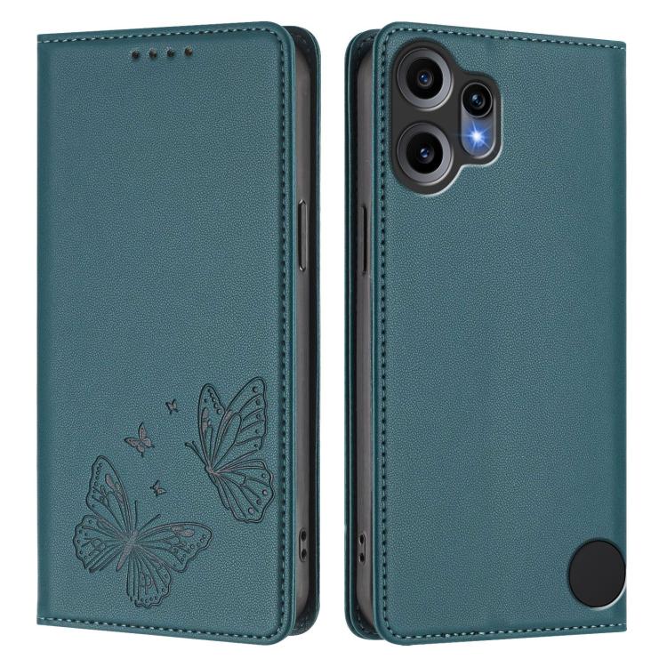 For Nothing CMF Phone 2 Pro Strong Magnetic Dual Butterfly RFID Vegan Leather Phone Case