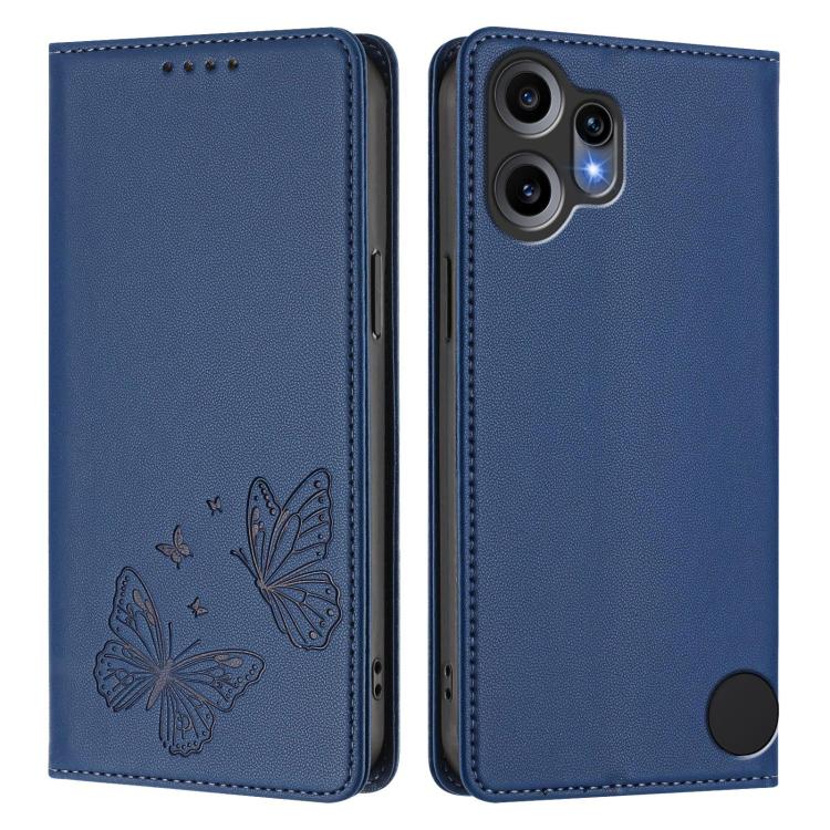 For Nothing CMF Phone 2 Pro Strong Magnetic Dual Butterfly RFID Vegan Leather Phone Case