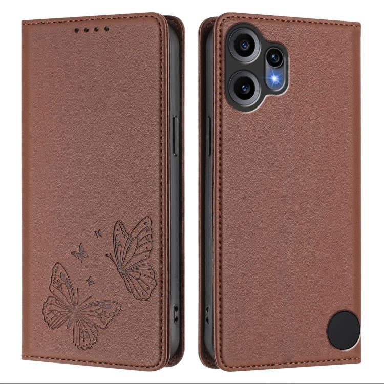 For Nothing CMF Phone 2 Pro Strong Magnetic Dual Butterfly RFID Vegan Leather Phone Case