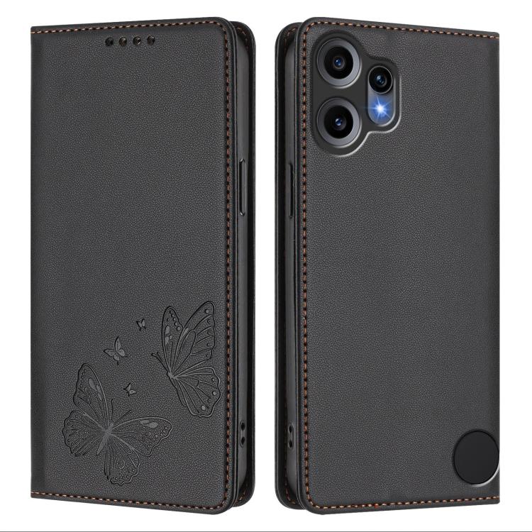 For Nothing CMF Phone 2 Pro Strong Magnetic Dual Butterfly RFID Vegan Leather Phone Case