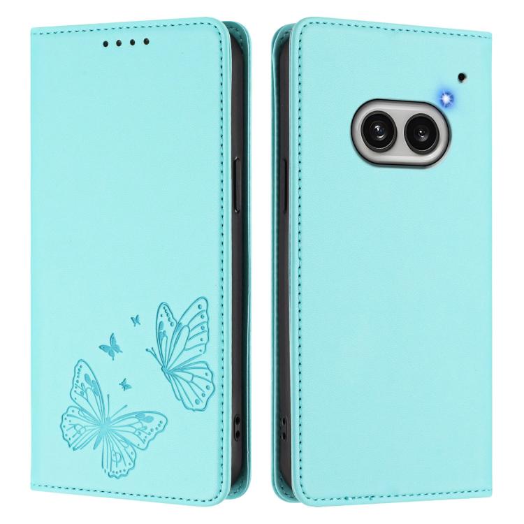 For Nothing Phone 2a Strong Magnetic Dual Butterfly RFID Vegan Leather Phone Case