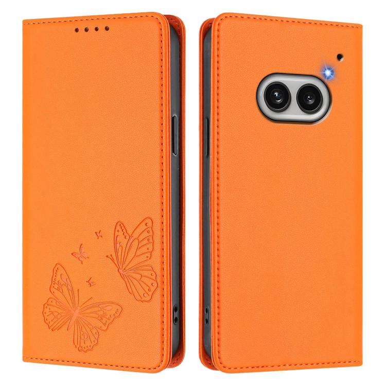 For Nothing Phone 2a Strong Magnetic Dual Butterfly RFID Vegan Leather Phone Case