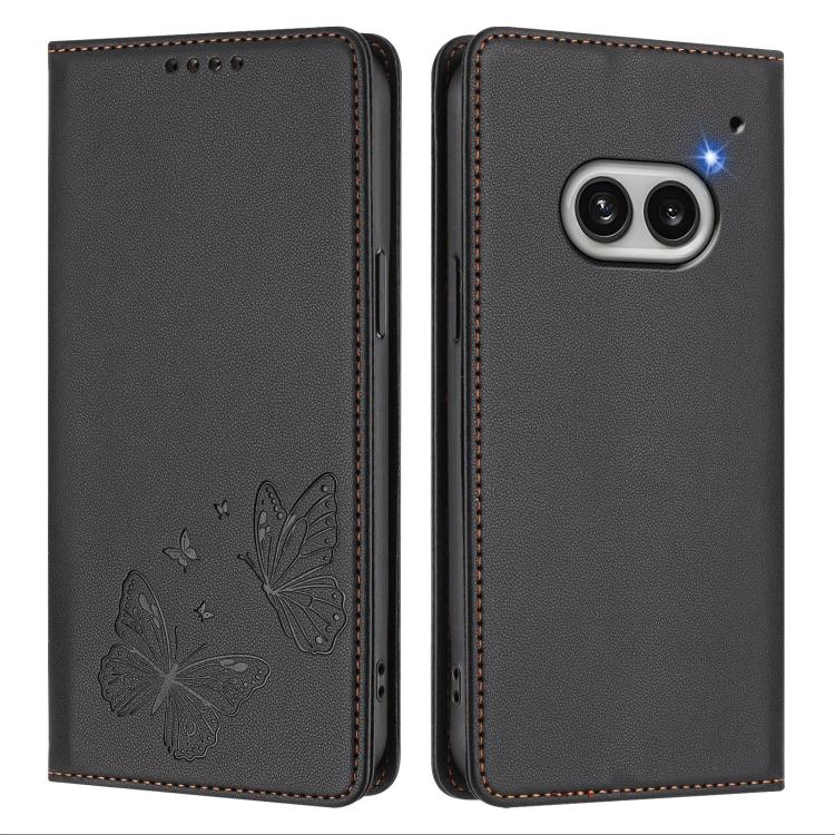 For Nothing Phone 2a Strong Magnetic Dual Butterfly RFID Vegan Leather Phone Case