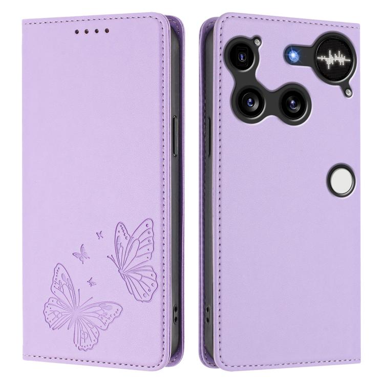 For Nothing Phone 3 Strong Magnetic Dual Butterfly RFID Vegan Leather Phone Case