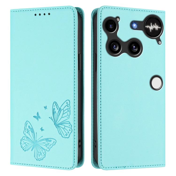 For Nothing Phone 3 Strong Magnetic Dual Butterfly RFID Vegan Leather Phone Case