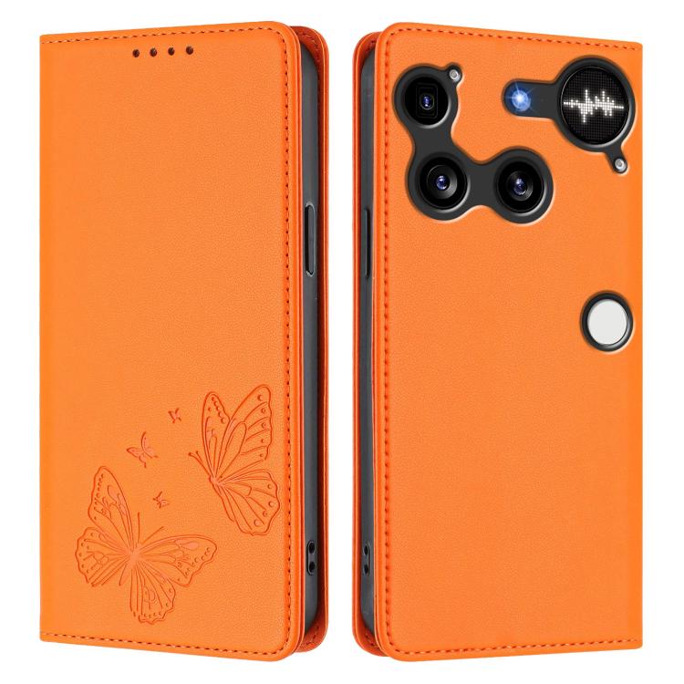 For Nothing Phone 3 Strong Magnetic Dual Butterfly RFID Vegan Leather Phone Case