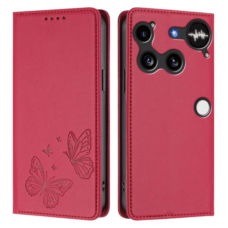 For Nothing Phone 3 Strong Magnetic Dual Butterfly RFID Vegan Leather Phone Case