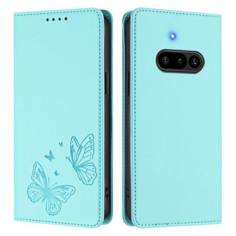 For Nothing Phone 3a Strong Magnetic Dual Butterfly RFID Vegan Leather Phone Case