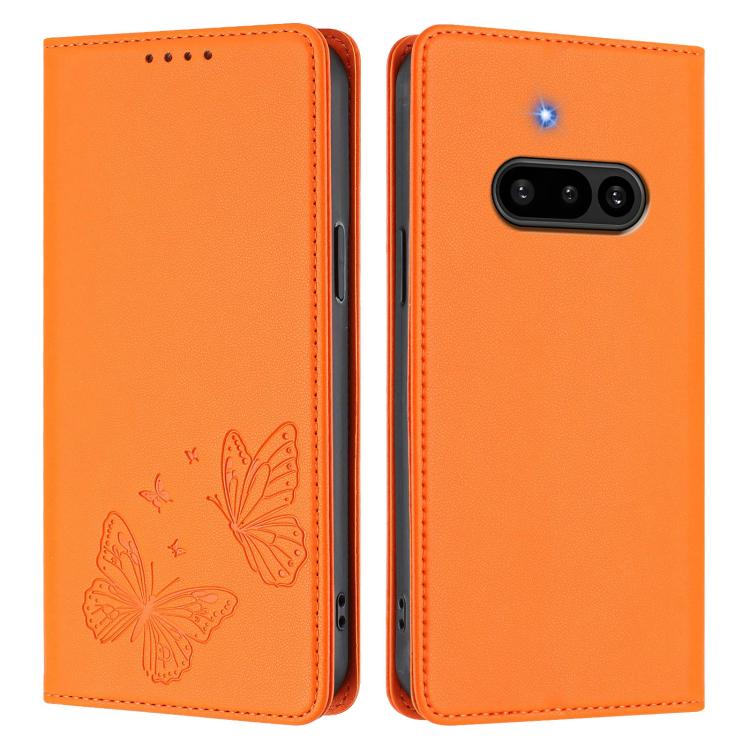For Nothing Phone 3a Strong Magnetic Dual Butterfly RFID Vegan Leather Phone Case