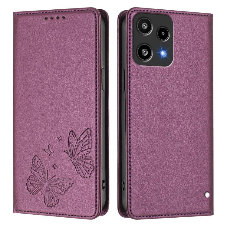 For Nothing Phone 3a Lite Strong Magnetic Dual Butterfly RFID Vegan Leather Phone Case