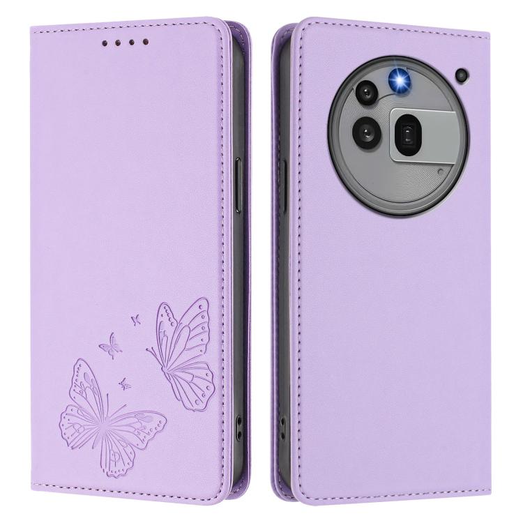 For Nothing Phone 3a Pro Strong Magnetic Dual Butterfly RFID Vegan Leather Phone Case