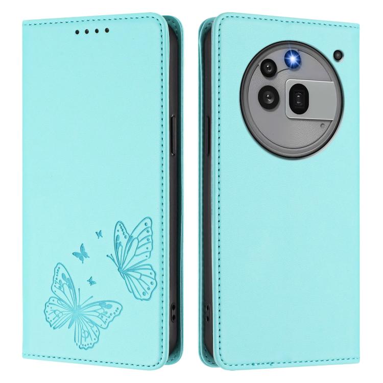 For Nothing Phone 3a Pro Strong Magnetic Dual Butterfly RFID Vegan Leather Phone Case