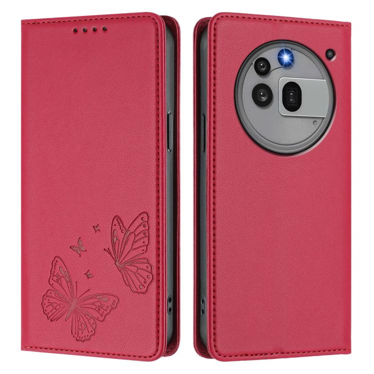 For Nothing Phone 3a Pro Strong Magnetic Dual Butterfly RFID Vegan Leather Phone Case