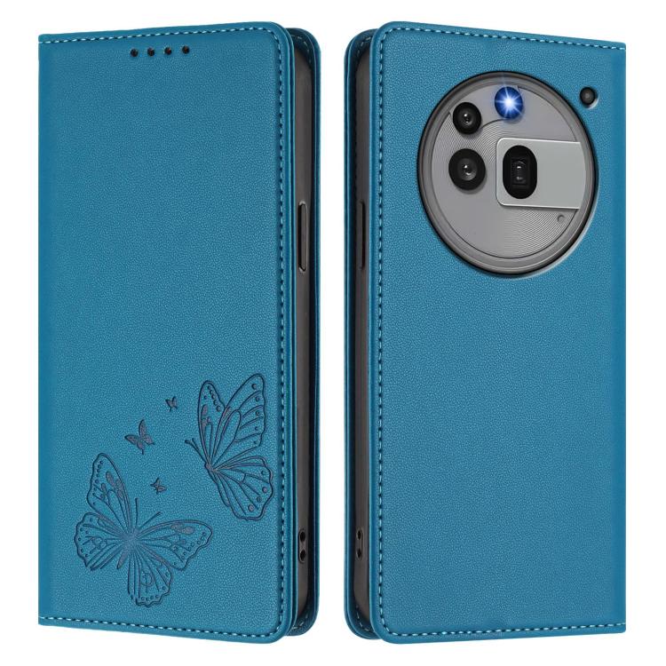 For Nothing Phone 3a Pro Strong Magnetic Dual Butterfly RFID Vegan Leather Phone Case