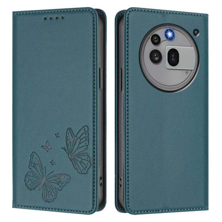 For Nothing Phone 3a Pro Strong Magnetic Dual Butterfly RFID Vegan Leather Phone Case